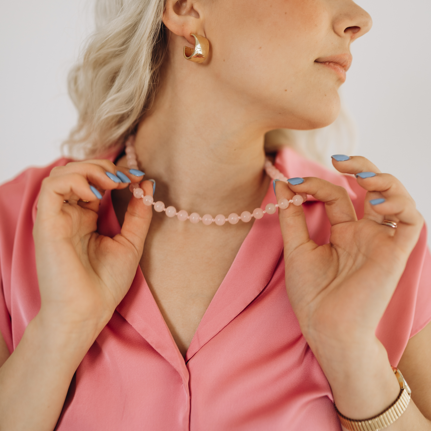 Pink Rose Quartz Natural Gemstone Necklace